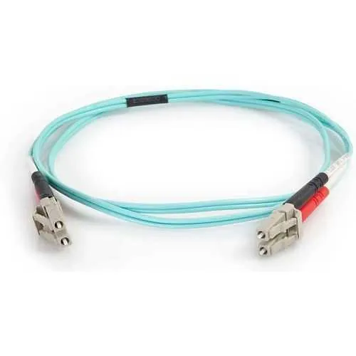 C2G CG01136 LC-LC 50/125 OM4 Duplex Multimode PVC Fiber Optic Cable, 1.6' (0.5m), Blue