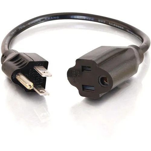 C2G CG03117 18 AWG Outlet Saver Power Extension Cord, NEMA 5-15P to NEMA 5-15R, TAA Compliant, 15' (4.6m)