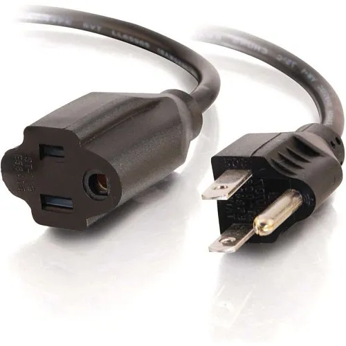 C2G CG03117 18 AWG Outlet Saver Power Extension Cord, NEMA 5-15P to NEMA 5-15R, TAA Compliant, 15' (4.6m)