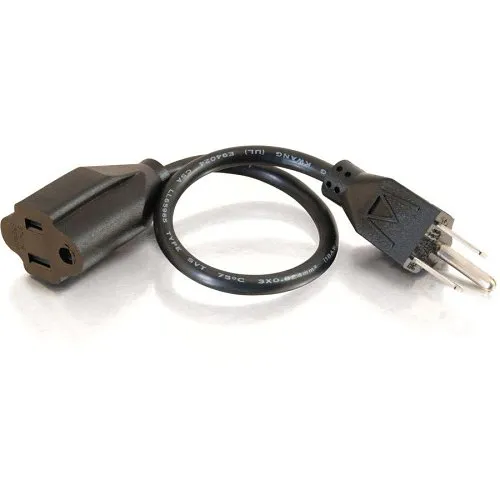 C2G CG03117 18 AWG Outlet Saver Power Extension Cord, NEMA 5-15P to NEMA 5-15R, TAA Compliant, 15' (4.6m)