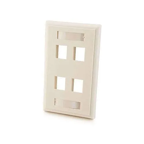 C2G CG034134-Port Keystone Single Gang Wall Plate, White