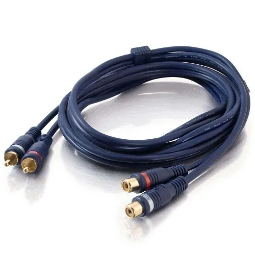 C2G CG13041 12' Velocity RCA Stereo Audio Extension Cable, Male to Female, Blue