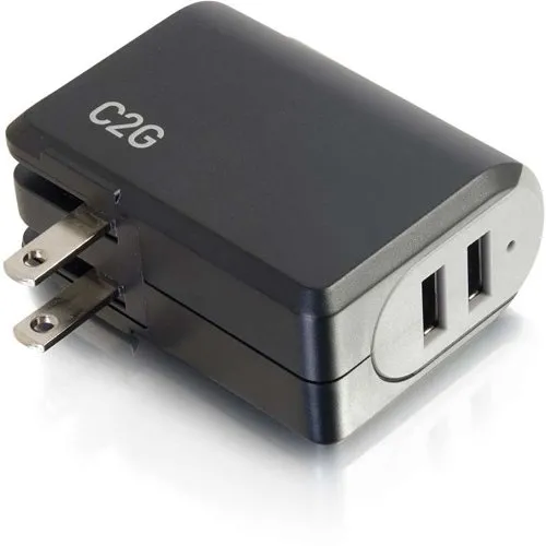 C2G CG20276 2-Port USB Wall Charger - AC to USB Adapter, 5V 4.8A Output