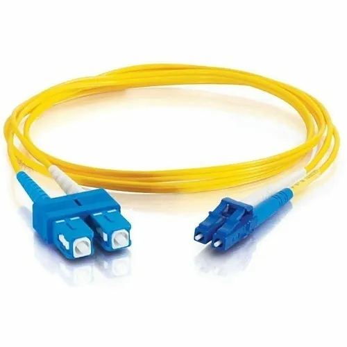 C2G CG26260 LC-SC 9/125 OS2 Duplex Single-Mode PVC Fiber Optic Cable, 6.6' (2m), Yellow