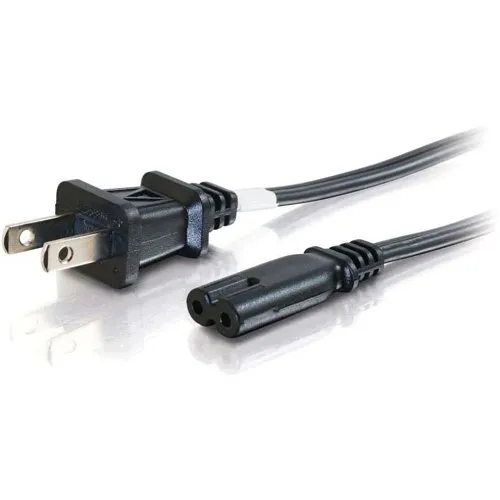 C2G CG27398 AWG 2-Slot Non-Polarized Power Cord, NEMA 1-15P to IEC320C7,6' (1.8m), TAA Compliant