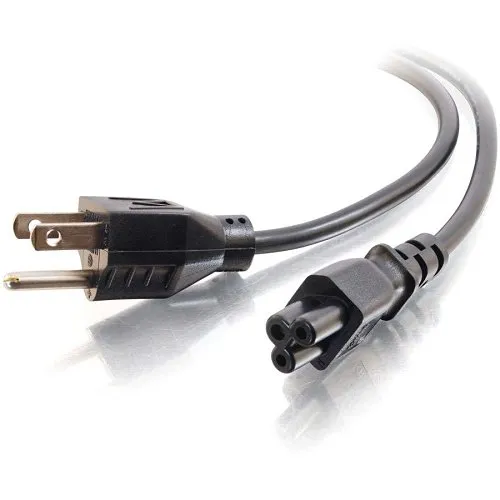 C2G CG27400 18 AWG 3-Slot Laptop Power Cord, NEMA 5-15P to IEC320C5, TAA Compliant, 6' (1.8m), Black