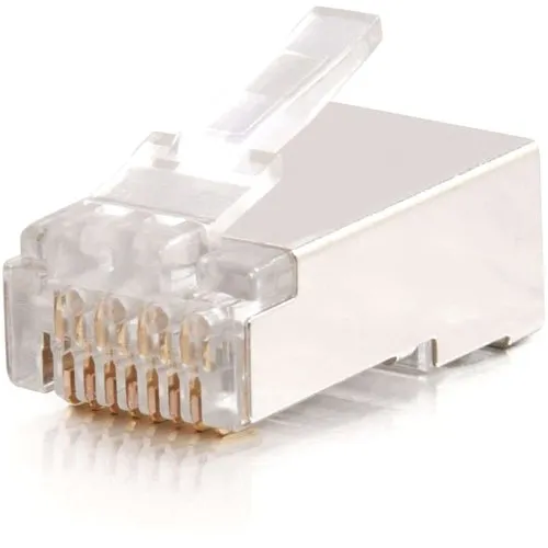 C2G CG27578 RJ45 Shielded Cat5e Modular Plug with Load Bar, for Round Solid or Stranded Cable Multipack, 50-Pack