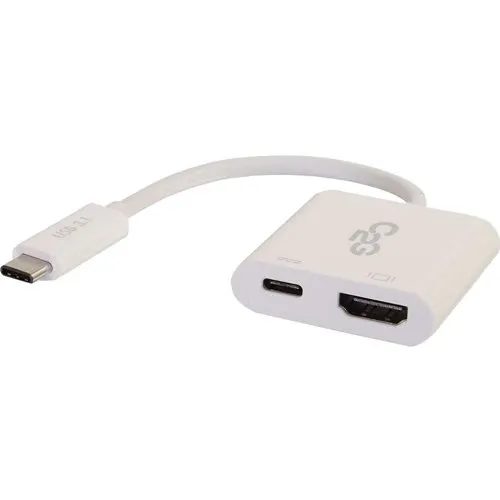 C2G CG29532 USB-C to HDMI Audio/Video Multiport Adapter with Power Delivery up to 60W, 4K 30Hz, White