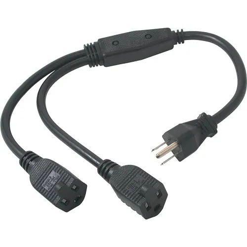 C2G CG2980216 AWG 1-to-2 Power Cord Splitter, 1 NEMA 5-15P to 2 NEMA 5-15R, TAA Compliant, 1.5' (0.46m)