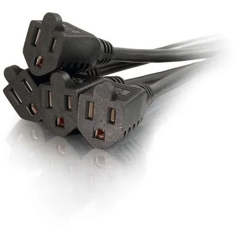 C2G CG29803 16 AWG 1-to-4 Power Cord Splitter, 1 NEMA 5-15P to 2 NEMA 5-15R, TAA Compliant, 1.5' (0.46m)