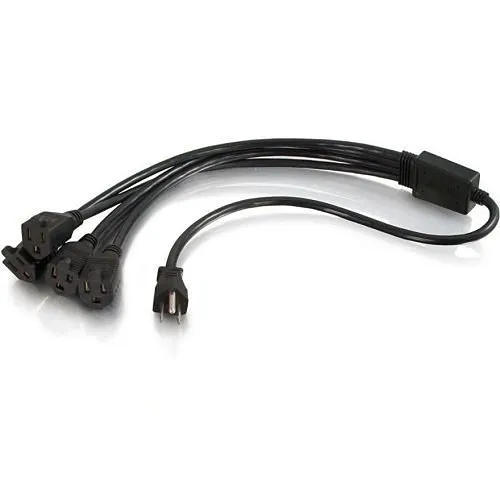 C2G CG29803 16 AWG 1-to-4 Power Cord Splitter, 1 NEMA 5-15P to 2 NEMA 5-15R, TAA Compliant, 1.5' (0.46m)