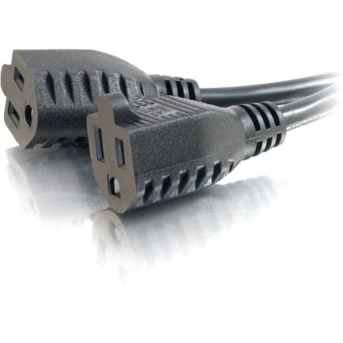 C2G CG29805 16 AWG 1-to-2 Power Cord Splitter, 1 NEMA 5-15P to 2 NEMA 5-15R, TAA Compliant, 3 (0.9m)