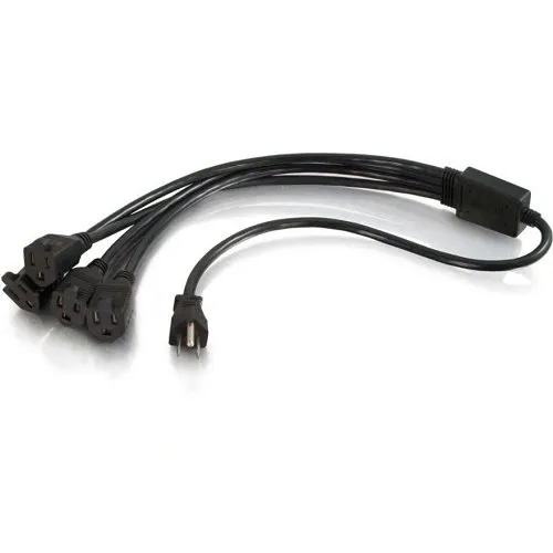 C2G CG29806 16 AWG 1-to-4 Power Cord Splitter, 1 NEMA 5-15P to 2 NEMA 5-15R, TAA Compliant, 3' (0.9m)