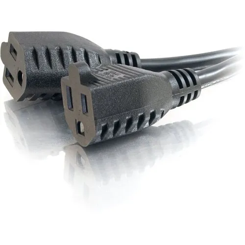 C2G CG29807 16 AWG 1-to-2 Power Cord Splitter, 1 NEMA 5-15P to 2 NEMA 5-15R, TAA Compliant, 6' (1.8m)