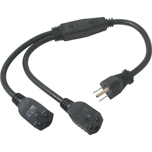 C2G CG29807 16 AWG 1-to-2 Power Cord Splitter, 1 NEMA 5-15P to 2 NEMA 5-15R, TAA Compliant, 6' (1.8m)