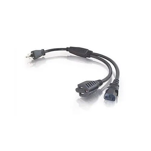 C2G CG29810 16 AWG 1-to-2 Power Cord Splitter, NEMA 5-15P to NEMA 5-15R +1 IEC320C13, TAA Compliant, 1.5' (0.46m)