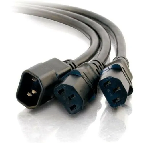 C2G CG29818 16 AWG 1-to-2 Power Cord Splitter, IEC320C14 to IEC320C13, TAA Compliant, 6' (1.8m)