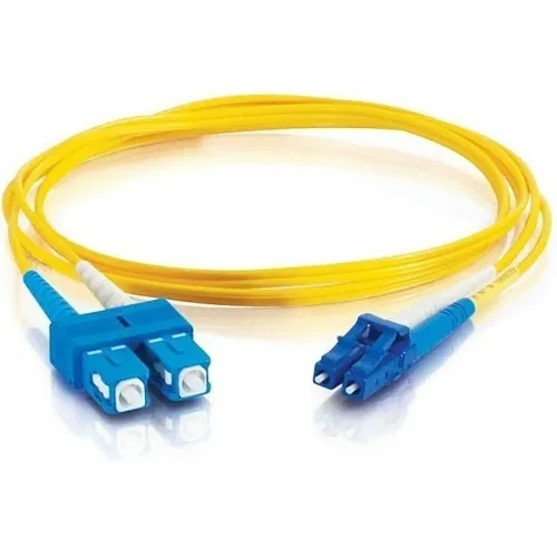 C2G CG29920 LC-SC 9/125 OS2 Duplex Single-Mode PVC Fiber Optic Cable, 9.8' (3m), Yellow