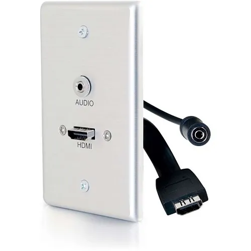 C2G CG-39871 HDMI and 3.5mm Audio Pass Through Single Gang Wall Plate, Brushed Aluminum