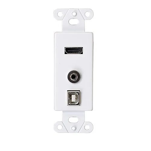 C2G CG39873 HDMI, USB and 3.5mm Audio Pass-through Decorative Wall Plate, White