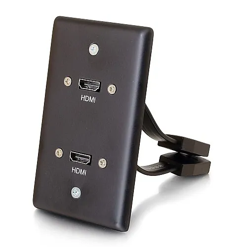 C2G CG-39879 Dual HDMI Pass Through Single Gang Wall Plate, Black