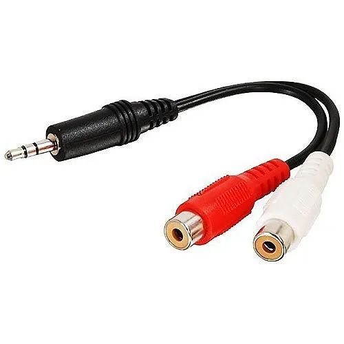 C2G CG40422 Value Series One 3.5mm Stereo Male to RCA Stereo Female Y-Cable, 0.5' (0.15m)