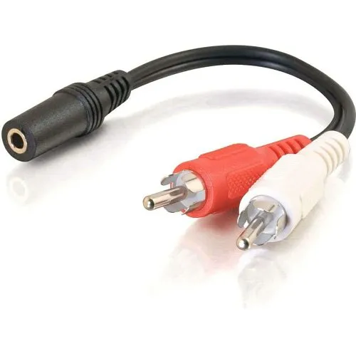 C2G CG40424 Value Series One 3.5mm Stereo Female to RCA Stereo Male Y-Cable, 0.5' (0.15m)
