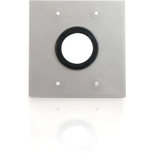 C2G CG40546 1.5" Grommet Cable Pass Through Double Gang Wall Plate, Brushed Aluminum