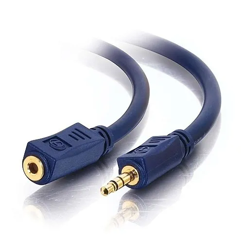 C2G 40607 Velocity 3.5mm M/F Stereo Audio Extension Cable, 3', Blue