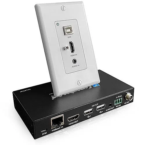 Comprehensive CHE-HDBTWP121K Intetrator Series HDBaseT 4K 18G Audio Wall Plate Extender Kit up to 230' for Single Gang HDMI and High Speed USB 2.0