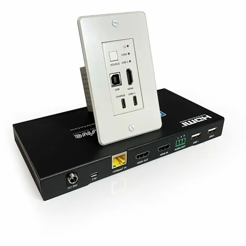 Comprehensive CHE-HDBTWP125MC Pro AV/IT HDBaseT 4K60 HDMI, USB-C, USB 2.0, Wall Plate Extender 230ft