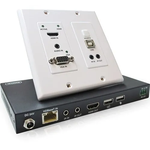 Comprehensive CHE-HDBTWP240K Wall Plate 4K 18G HDBaseT Extender with HDMI, VGA, USB and IR Kit up to 230'