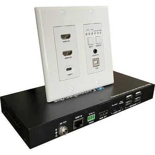 Comprehensive CHE‑HDBTWP242K HDBaseT 4K Dual‑Gang HDMI/USB‑C Wall Plate Extender Kit up to 230 ft with Audio and USB 2.0