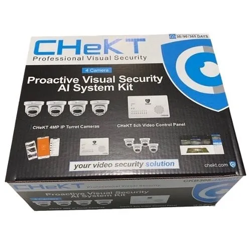 Alarm.com CKB308-4MPKIT Video Control Panel and (4) CHeKT IR Turret Cameras, Kit