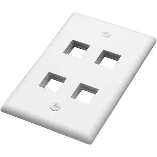 CP Technologies CL-216B-4-EW Kesystone Flush Mount Smooth Surface, 4-Port Wall Plate, Electric White