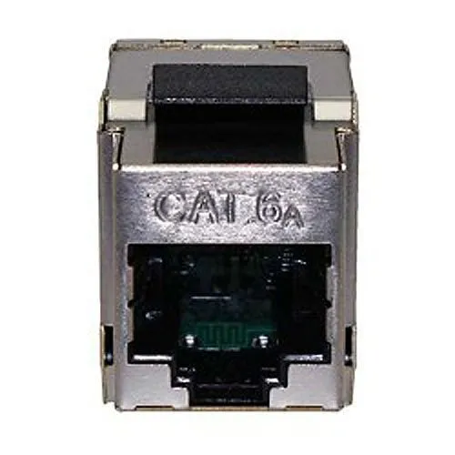 CP Technologies CL-3013B-C6A-SH CAT6A Keystone Insert, Shielded In-Line Coupler, 180˚ Split, Black