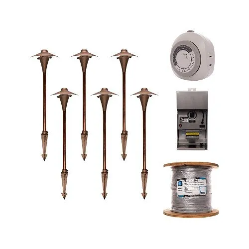 CAST CLCK3ADI Premium Lighting Walking Path Kit, Solid Sand-CAST Bronze, (6) CCH2CB, (6) CALED2, (1) CLW142500, (1) CJ150SSMT, (1) CTPC, (1) CTTC, (2) C61335