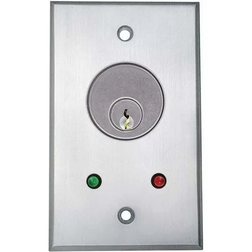 Camden CM-1100-7012 CM-1100 Series Key Switch Mounted on Faceplate, SPST Momentary N/O, Red 12V LED