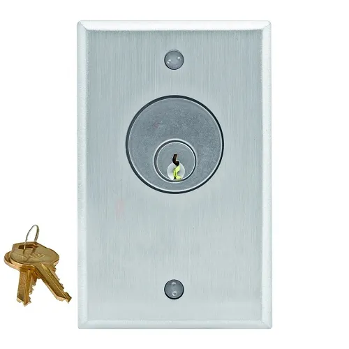 Camden CM-1110-60KA Key Switch, SPST Maintained, Mortise Cylinder 1-1/8", Keyed Alike, Solid Brass, Chrome Finish