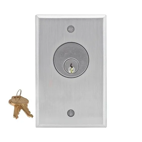 Camden CM-1120-60KD Key Switch, Single Gang, SPDT N/O and N/C Momentary with Aluminum Faceplate and Mortise Cylinder