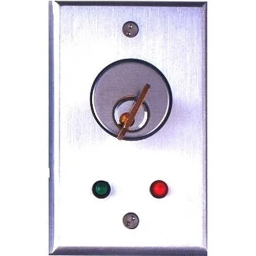 Camden CM-1180-7212 Key Switch, Double Pole Double Throw Momentary, 2x Red and Green 12V LED