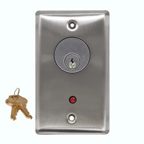 Camden CM-1210-7012-60KA Key Switch, Single Pole Single Throw Maintained, 12V Red LED