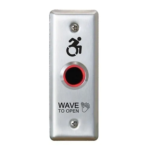 Camden CM-221/A42N ValueWave 12/24V DC Powered Touchless Switch Relay, Narrow, Stainless-Steel Faceplate, with Light Ring, Wave to Open Graphics