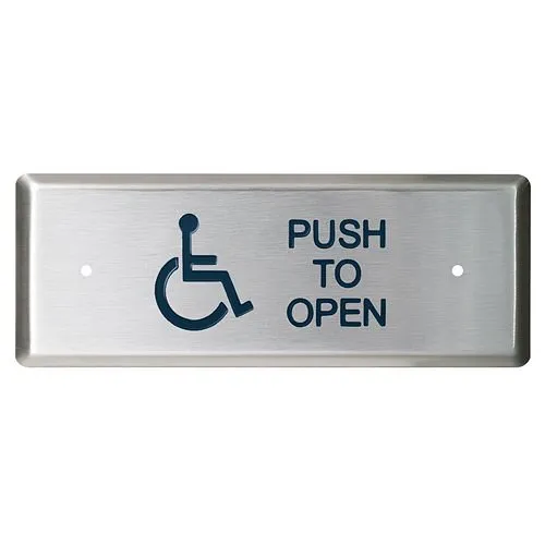 Camden CM-25H/4 Push Plate Switch, Wheelchair Logo with 'Push to Open' Lettering, 4-1/2" x 1-3/4" (114 x 44mm)