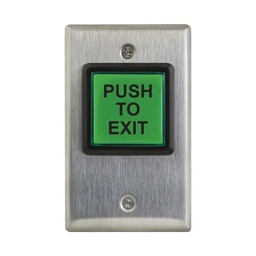 Camden CM-30AT 2" Square LED Illuminated Push Button, "Push to Exit" Switch with Adjustable 30 Second Timer, Green