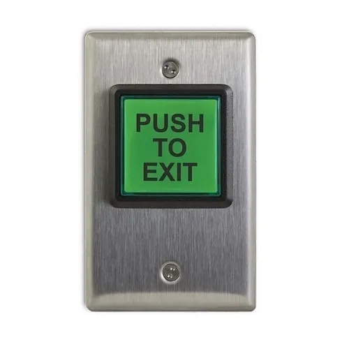 Camden CM-30E CM-30 Series Square LED Illuminated Push Button, "Push to Exit" Economy Switch, Green