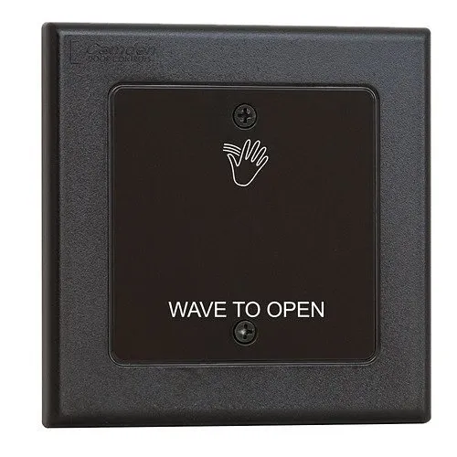 Camden CM-324/41W Long Range Hands Free Switch, Double Gang, Hand Icon 'Wave to Open' Text Faceplate, Black