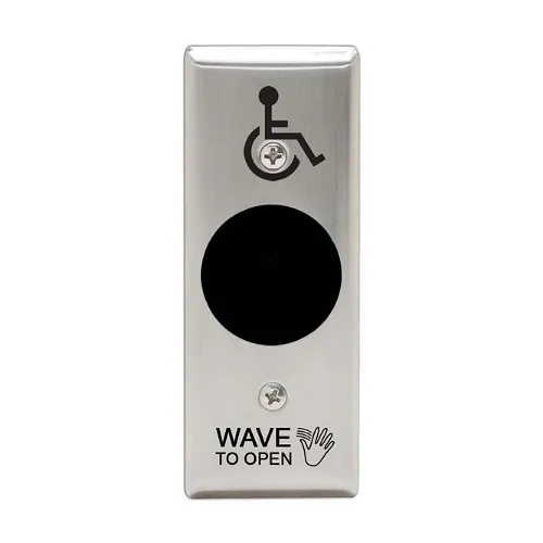 Camden CM-325/42SN SureWave Wired 'Short Range' Touchless Switch, Relay, No Inputs, Hand Icon, Wave to Open Text and Wheelchair Symbol