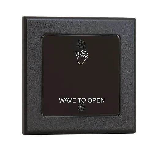 Camden CM-331/41W Wired Touchless Switch with Built-in Door Control, Relay, Option for CM-TX99 Wireless Transmitter and Light Ring Double Gang Faceplate Hand Icon and 'Wave to Open' Text
