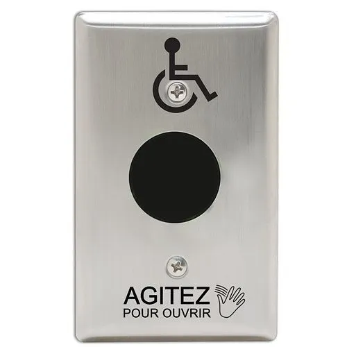 Camden CM-331/42FS Wired Touchless Switch with Built-In Door Control, Hand Icon, 'Wave to Open' Text and Wheelchair Symbol